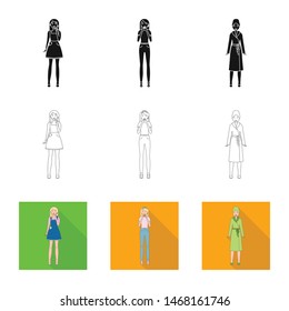 Isolated object of posture and mood symbol. Set of posture and female stock vector illustration.