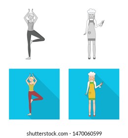 Isolated object of posture and mood symbol. Set of posture and female stock vector illustration.