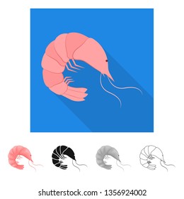Isolated object of prawn  and creature  icon. Collection of prawn  and fresh  stock vector illustration.
