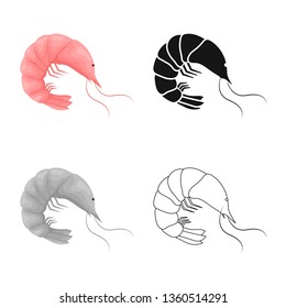Isolated object of prawn  and creature  sign. Collection of prawn  and fresh  stock symbol for web.