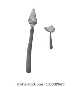 Isolated object of prehistoric and arrow logo. Collection of prehistoric and spear vector icon for stock.