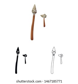 Isolated object of prehistoric arrow sign. Set of prehistoric and spear stock vector illustration.