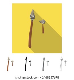 Isolated object of prehistoric and arrow sign. Collection of prehistoric and spear stock vector illustration.