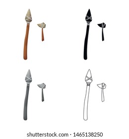Isolated object of prehistoric and arrow symbol. Collection of prehistoric and spear vector icon for stock.