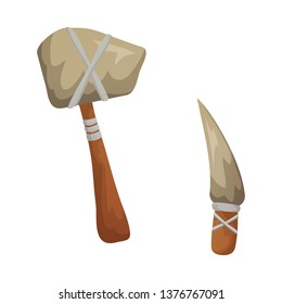 Isolated object of prehistoric and weapon icon. Set of prehistoric and flint stock symbol for web.