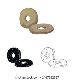 Isolated object of prehistoric wheel symbol. Collection of wheel and tools stock vector illustration.