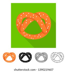 Isolated object of pretzel and soft logo. Set of pretzel and sweet vector icon for stock.