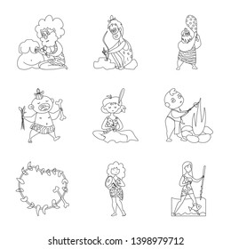 Isolated object of primitive  and archeology logo. Collection of primitive  and history  stock vector illustration.