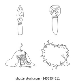 Isolated object of primitive and archeology logo. Collection of primitive and history stock symbol for web.
