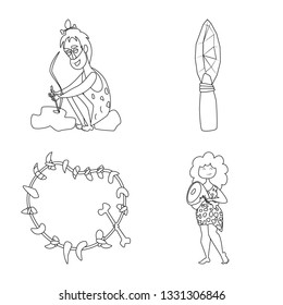 Isolated object of primitive  and archeology sign. Collection of primitive  and history  vector icon for stock.