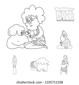 Isolated object of primitive  and archeology symbol. Set of primitive  and history  vector icon for stock.