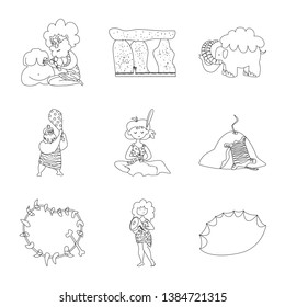 Isolated object of primitive  and archeology symbol. Set of primitive  and history  vector icon for stock.