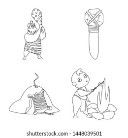 Isolated object of primitive and archeology symbol. Set of primitive and history vector icon for stock.