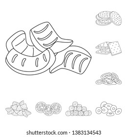 Isolated object of product and menu logo. Collection of product and flavor stock vector illustration.