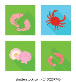 Isolated object of product and ocean icon. Set of product and restaurant stock symbol for web.