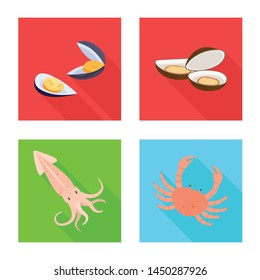 Isolated object of product and ocean icon. Set of product and restaurant stock vector illustration.