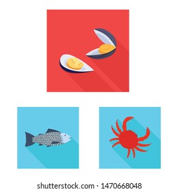 Isolated object of product and ocean icon. Collection of product and restaurant vector icon for stock.