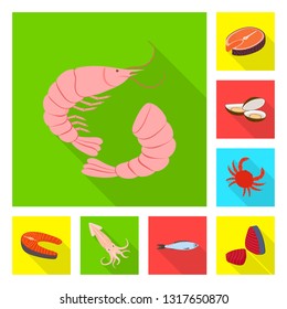 Isolated object of product and ocean logo. Set of product and restaurant stock symbol for web.