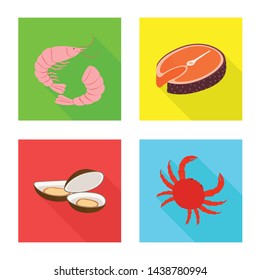 Isolated object of product and ocean sign. Set of product and restaurant stock vector illustration.