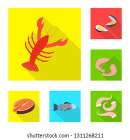 Isolated object of product and ocean symbol. Set of product and restaurant vector icon for stock.