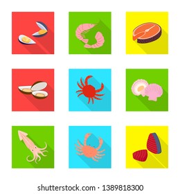 Isolated object of product and ocean symbol. Set of product and restaurant stock vector illustration.