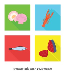 Isolated object of product and ocean symbol. Collection of product and restaurant vector icon for stock.