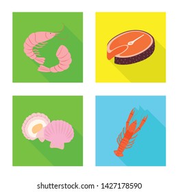 Isolated object of product and ocean symbol. Set of product and restaurant vector icon for stock.