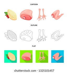 Isolated object of product and poultry icon. Collection of product and agriculture    stock vector illustration.