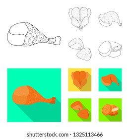 Isolated object of product and poultry icon. Collection of product and agriculture    stock vector illustration.