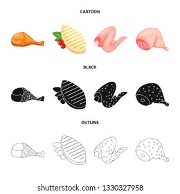 Isolated object of product and poultry icon. Collection of product and agriculture    stock vector illustration.