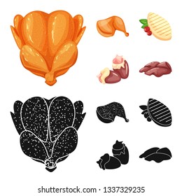 Isolated object of product and poultry icon. Collection of product and agriculture    stock symbol for web.