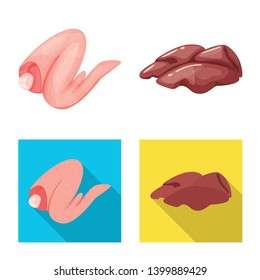 Isolated object of product and poultry icon. Collection of product and agriculture    stock vector illustration.