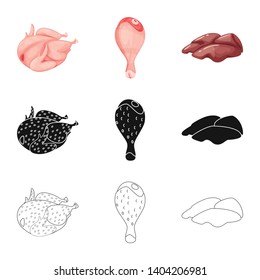 Isolated object of product and poultry icon. Collection of product and agriculture    vector icon for stock.