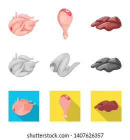 Isolated object of product and poultry icon. Collection of product and agriculture    stock symbol for web.