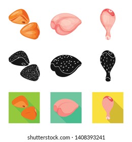 Isolated object of product and poultry icon. Collection of product and agriculture    stock symbol for web.