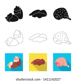 Isolated object of product and poultry icon. Collection of product and agriculture    stock symbol for web.