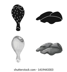 Isolated object of product and poultry icon. Set of product and agriculture    stock vector illustration.