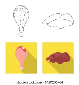 Isolated object of product and poultry icon. Collection of product and agriculture    stock symbol for web.