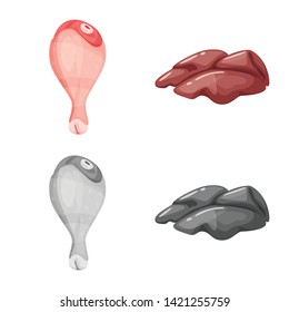 Isolated object of product and poultry icon. Set of product and agriculture    stock vector illustration.
