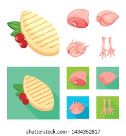 Isolated object of product and poultry icon. Collection of product and agriculture stock vector illustration.