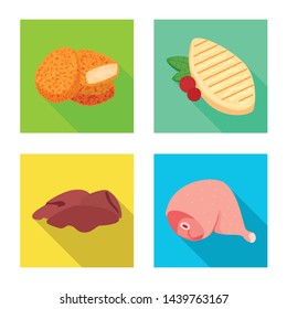 Isolated object of product and poultry icon. Set of product and agriculture stock symbol for web.