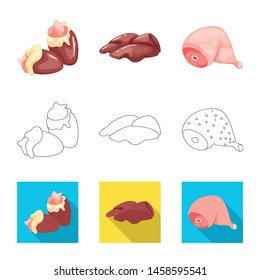 Isolated object of product and poultry icon. Collection of product and agriculture vector icon for stock.