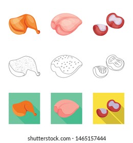 Isolated object of product and poultry icon. Collection of product and agriculture stock vector illustration.