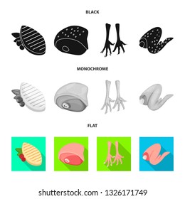Isolated object of product and poultry logo. Set of product and agriculture    stock vector illustration.