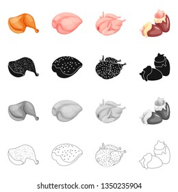 Isolated object of product and poultry logo. Collection of product and agriculture    vector icon for stock.
