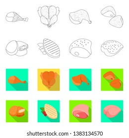 Isolated object of product and poultry logo. Collection of product and agriculture    stock vector illustration.