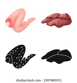 Isolated object  product and poultry logo. Collection  product and agriculture    stock symbol for web.