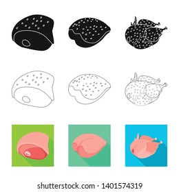 Isolated object of product and poultry logo. Collection of product and agriculture    stock vector illustration.