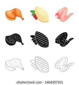 Isolated object of product and poultry logo. Set of product and agriculture    vector icon for stock.