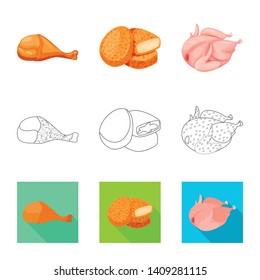 Isolated object of product and poultry logo. Set of product and agriculture    stock vector illustration.